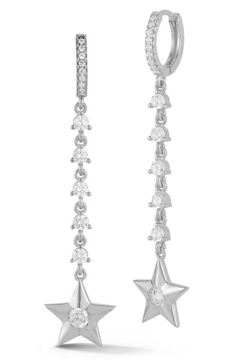 Cubic Zirconia Star Drop Earrings