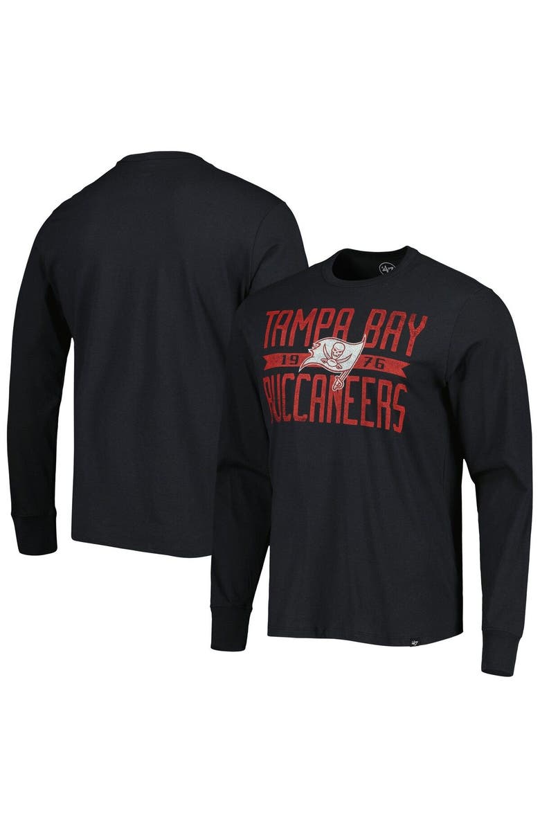 '47 Men's '47 Black Tampa Bay Buccaneers Brand Wide Out Franklin Long Sleeve T-Shirt, Main, color, Black