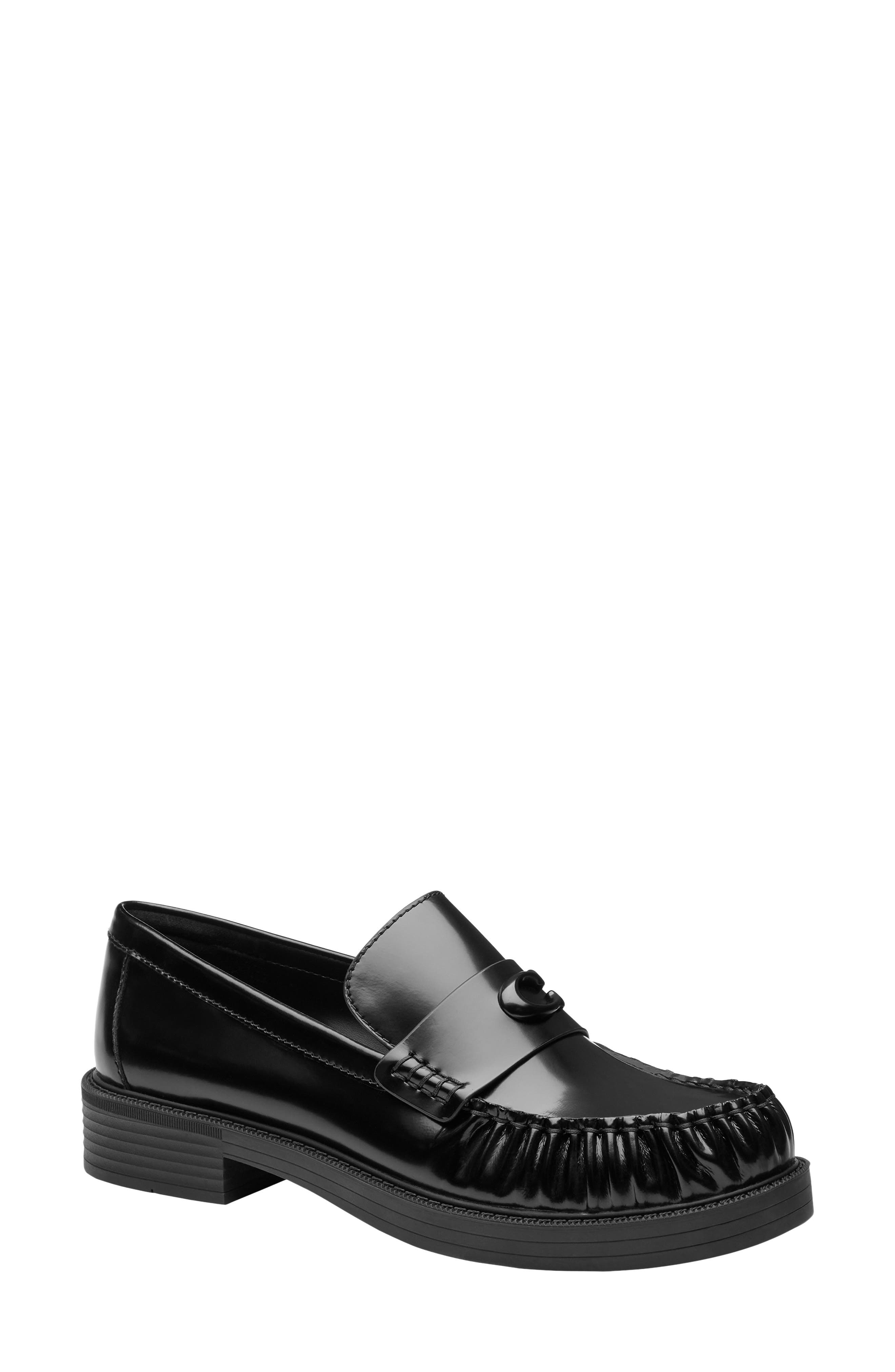 Astor Leather Loafer, Main, color, BLACK