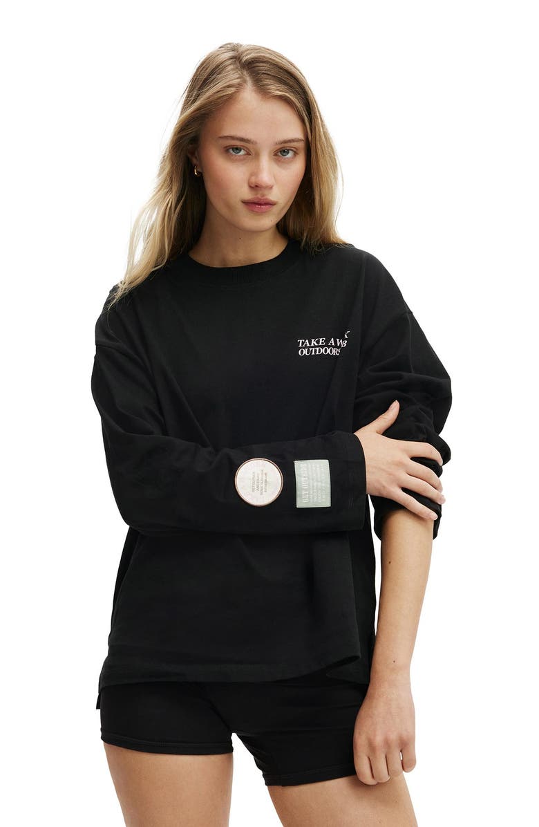 COTTON ON BODY Women's Active Long Sleeve Graphic Crew, Alternate, color, Black Outdoors Club