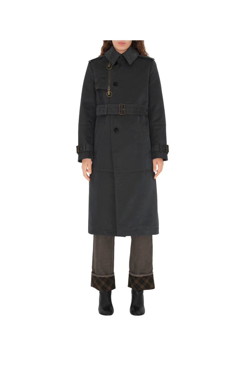 Burberry Long Cotton Nylon Trench Coat, Alternate, color, 