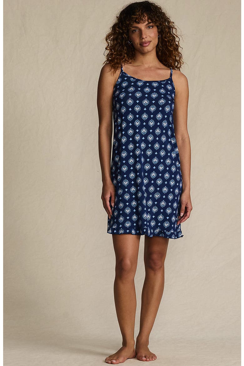 Cooling Knee Length Slip Nightgown, Main, color, Deep Sea Navy Large Foulard