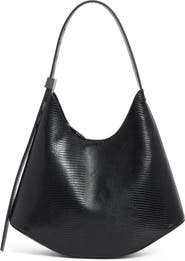 BCBG Snakeskin Embossed Curved Hobo Bag with Pouch