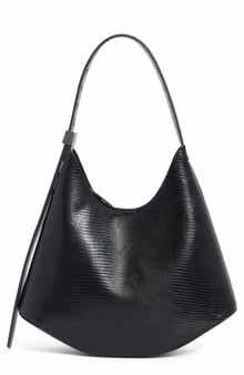 BCBG Snakeskin Embossed Curved Hobo Bag with Pouch