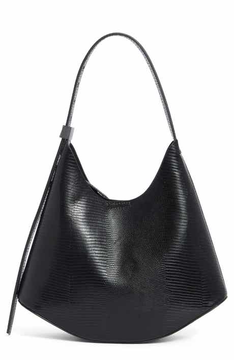BCBG Snakeskin Embossed Curved Hobo Bag with Pouch