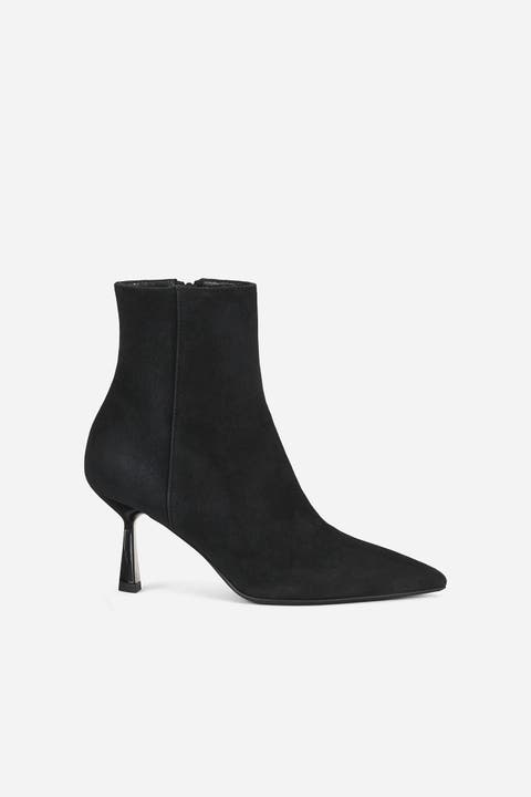 Alla Bootie Heeled Ankle Boot in Velour