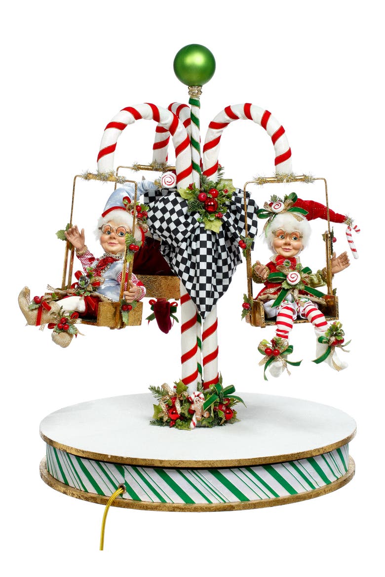 Candycane Carousel with Elf, Main, color, Red