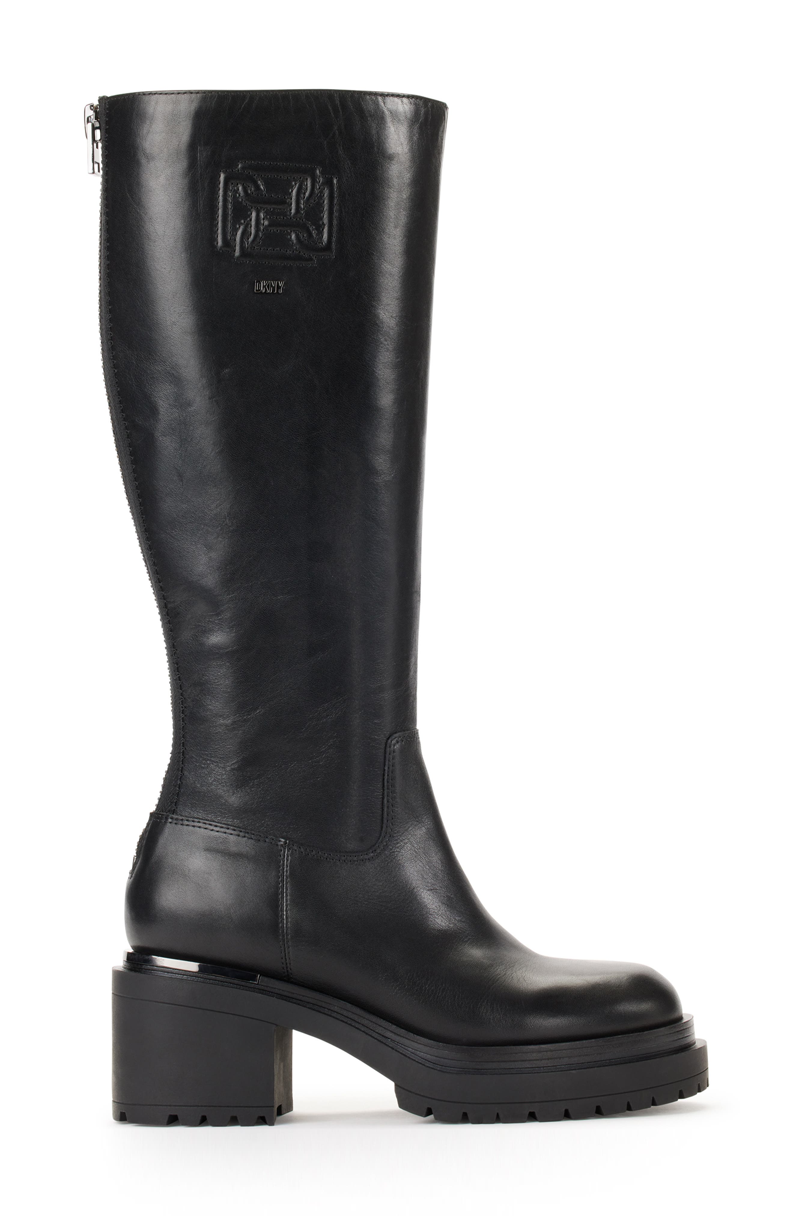 DKNY Paloma Logo Knee High Platform Boot, Alternate, color, Black
