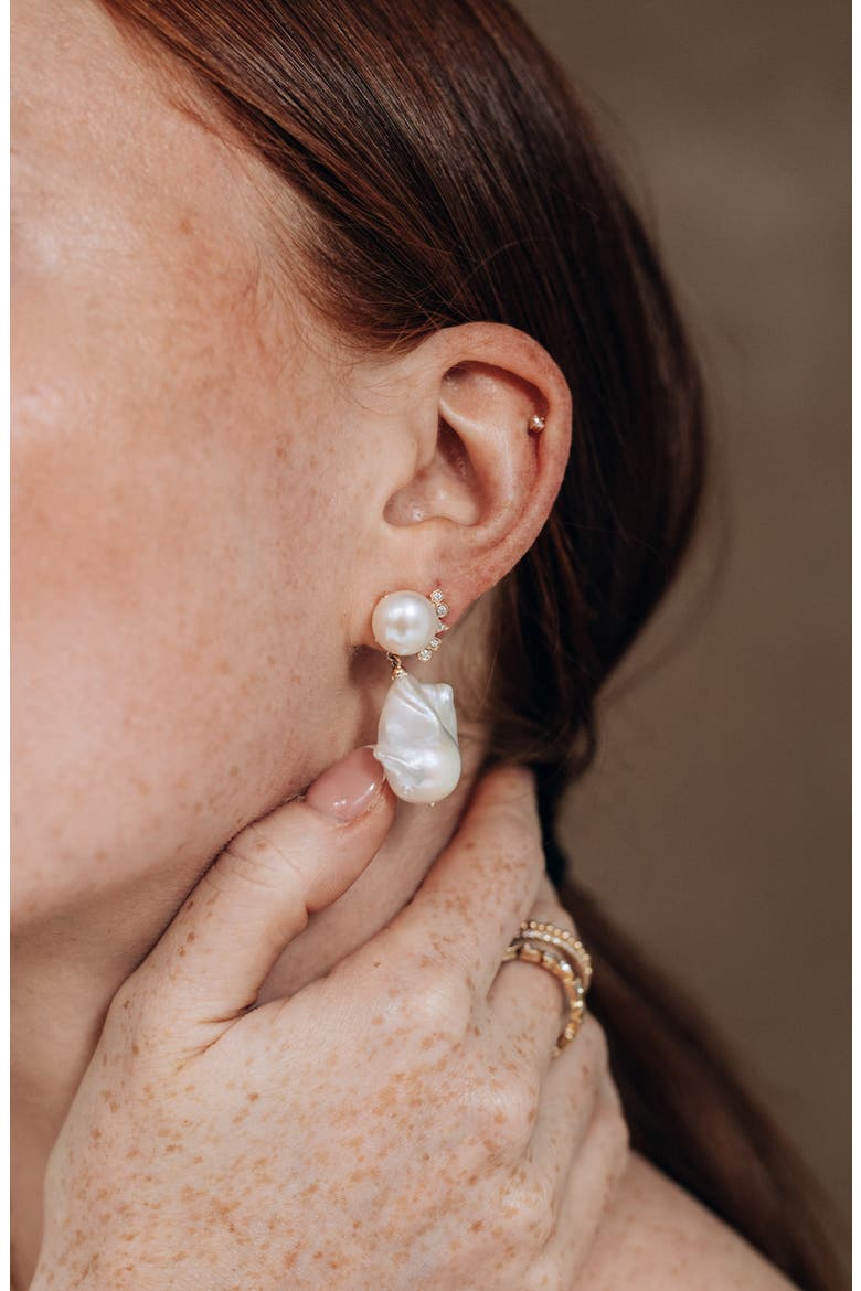 Cléo Baroque Pearl Earrings, Alternate, color, WHITE