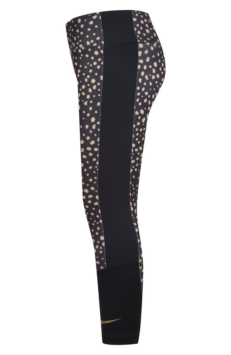 Nike Kids' Dri-FIT Animal Spot Leggings, Alternate, color, Black