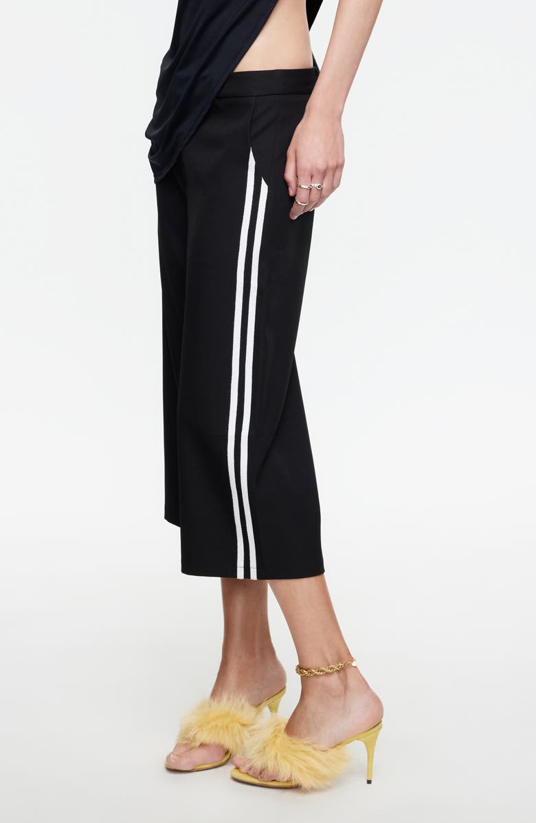 LIONESS Genesis Crop Wide Leg Side Stripe Pants, Alternate, color, Noir