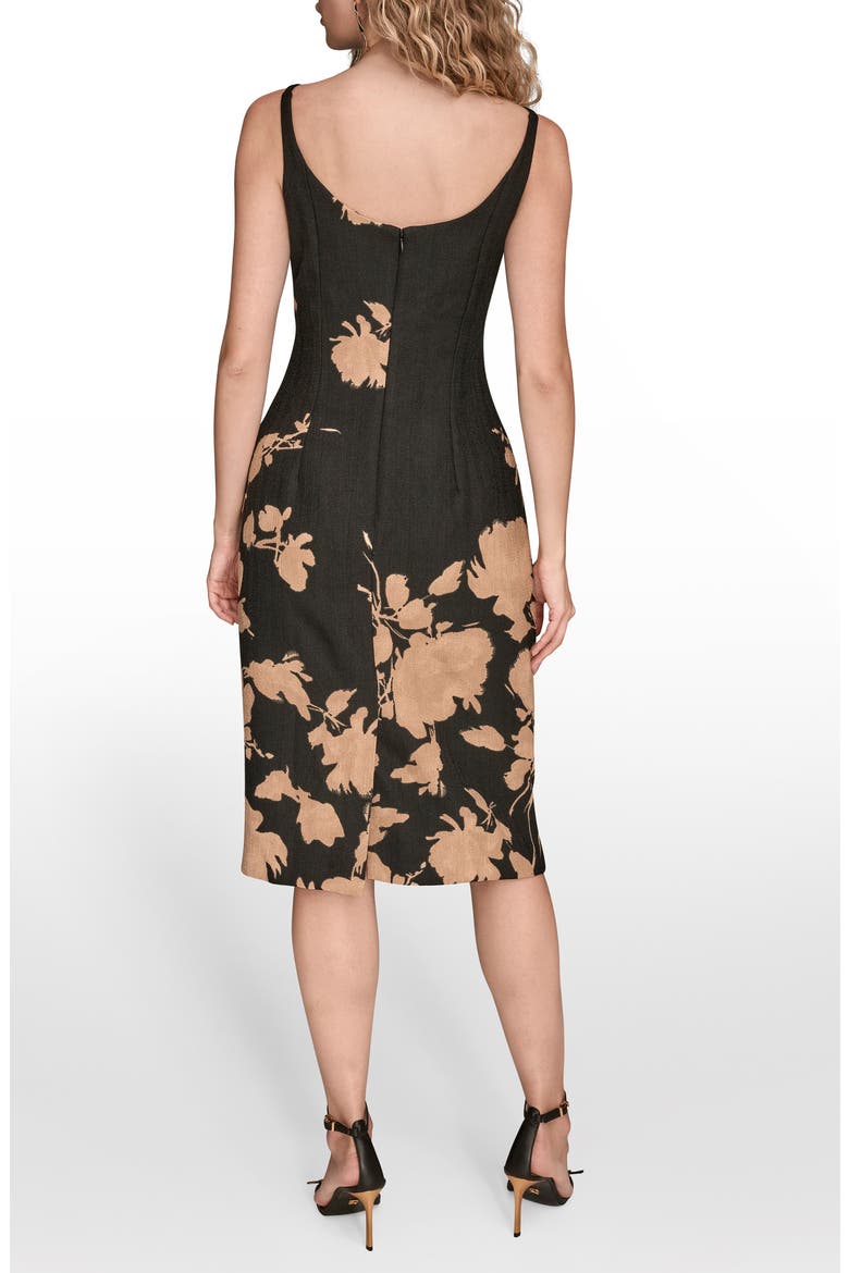 Floral Print Sheath Dress, Alternate, color, BLACK/GOLD FOIL