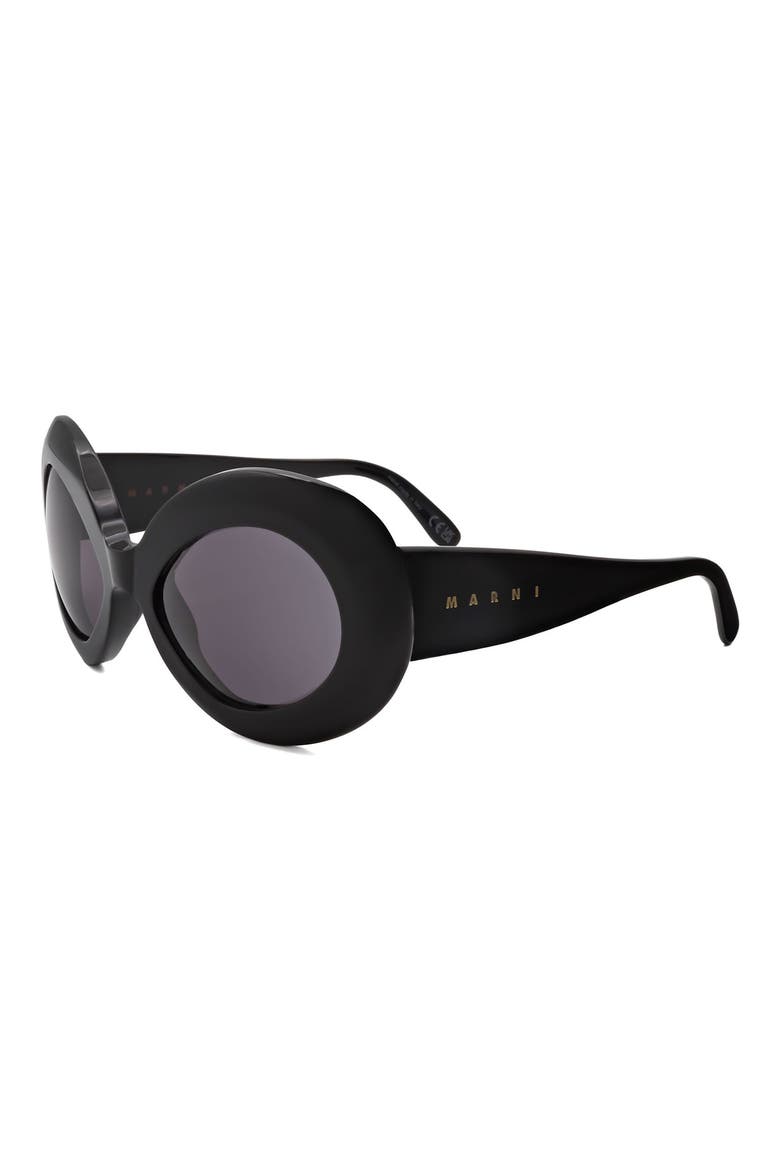 58mm Round Sunglasses, Alternate, color, BLACK / GREY
