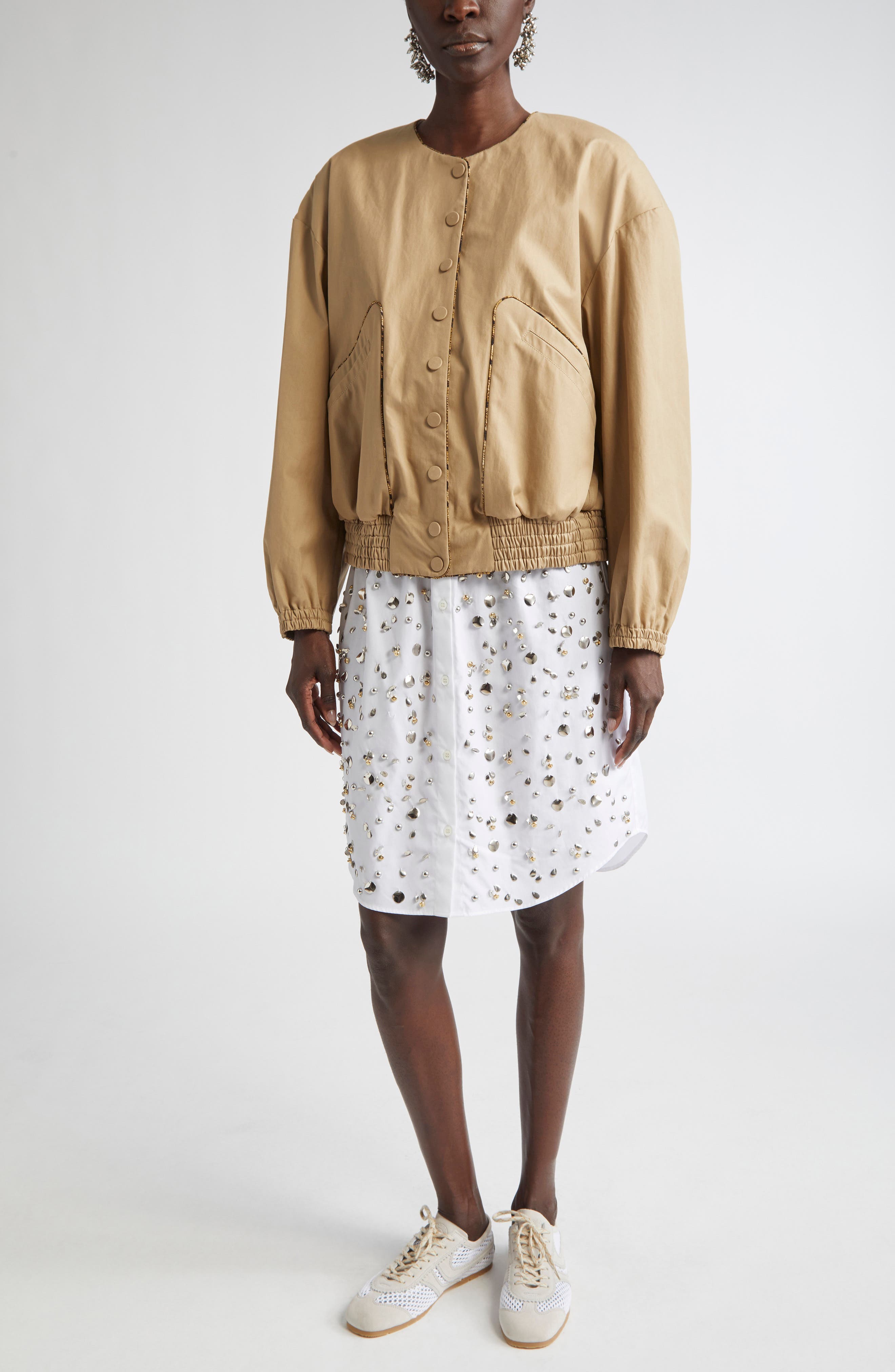 Contrast Trim Cotton Blouson Jacket - image 2
