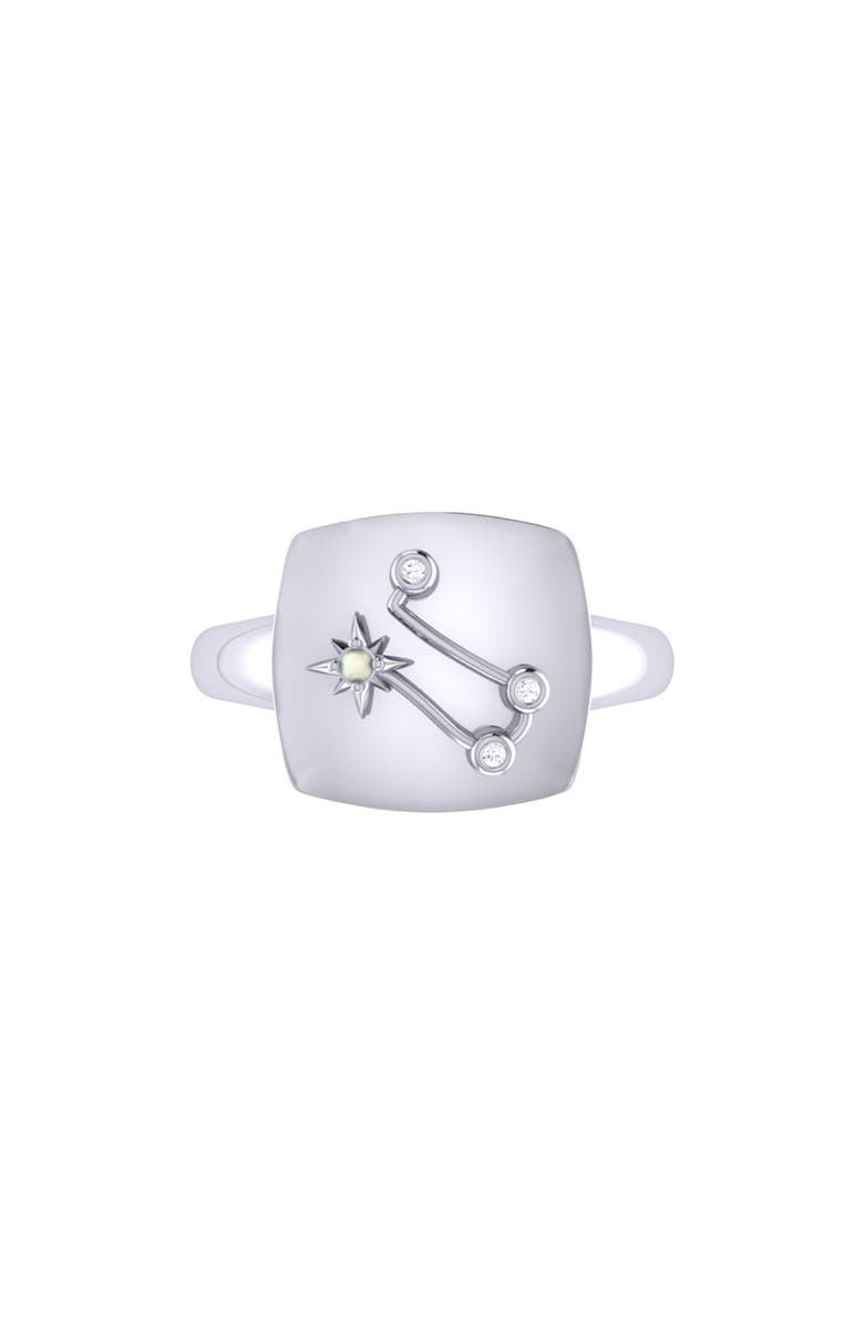 LuvMyJewelry Gemini Moonstone & Diamond Signet Ring in Sterling Silver, Alternate, color, Silver
