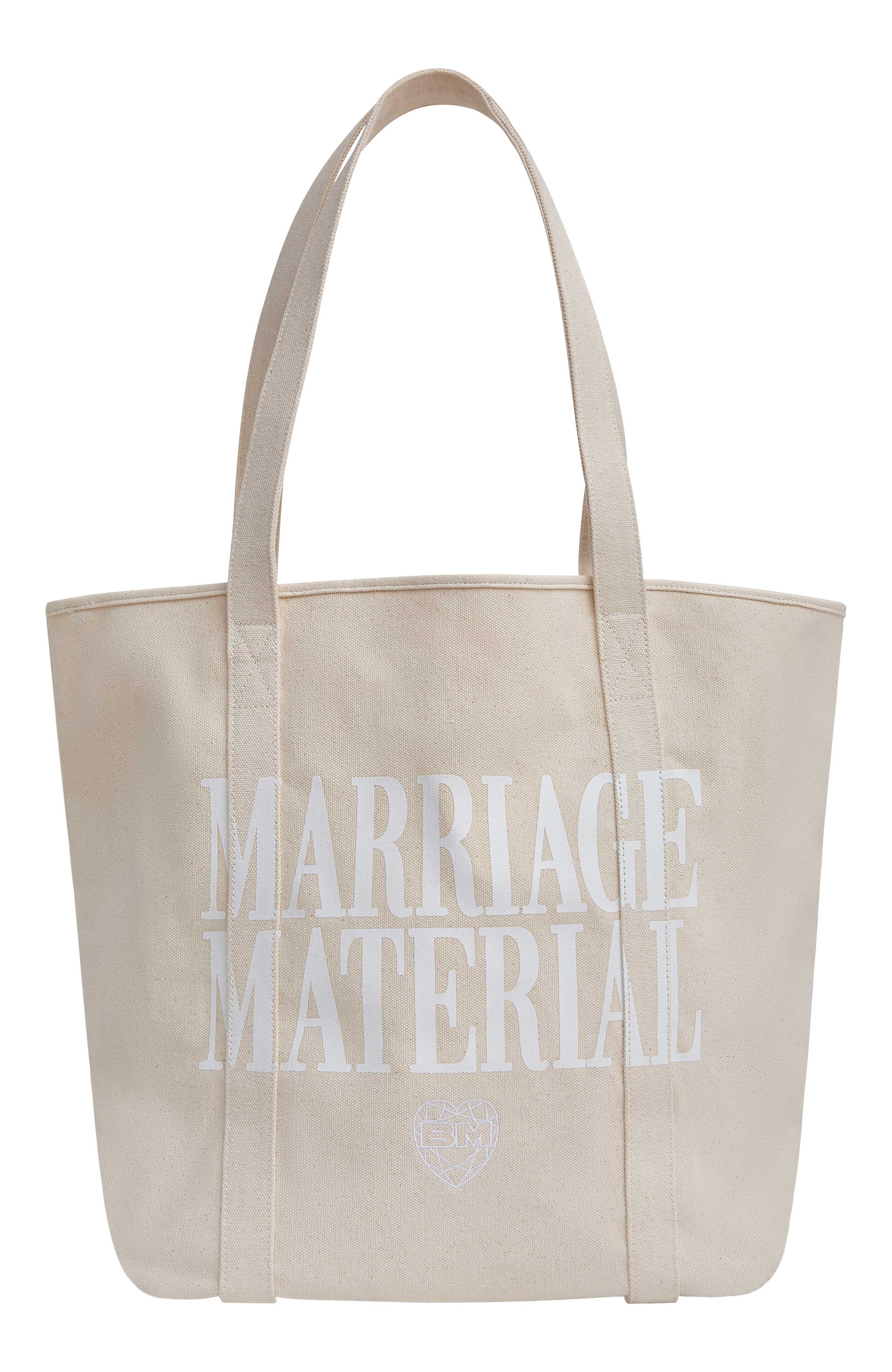 Marriage Material Collection Tote, Main, color, White