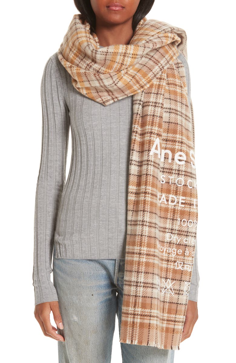 Acne Studios Check Wool Scarf, Alternate, color, 