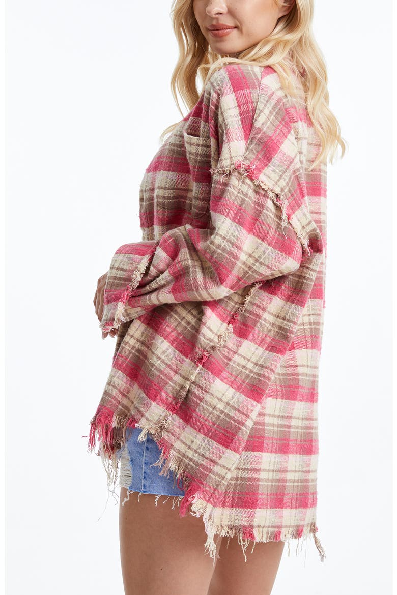 Plaid Cotton Shirt Jacket, Alternate, color, PINK/KHAKI PLAID