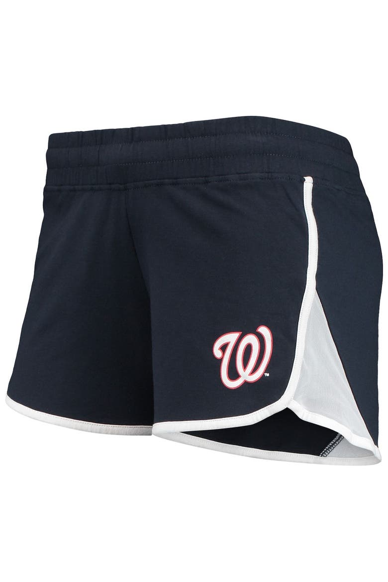Women's New Era Navy Washington Nationals Stretch French Terry Shorts, Alternate, color, Navy