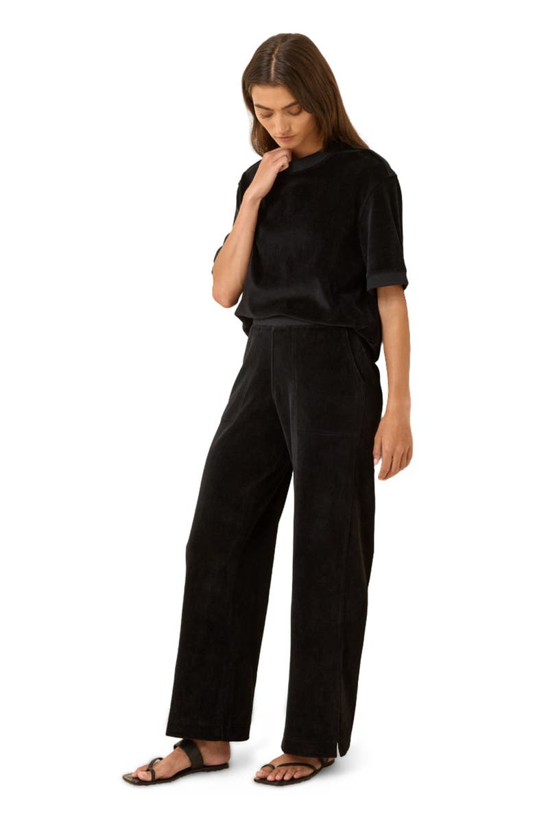 Pact Organic Cotton Pure Velour Wide Leg Pant, Alternate, color, Black