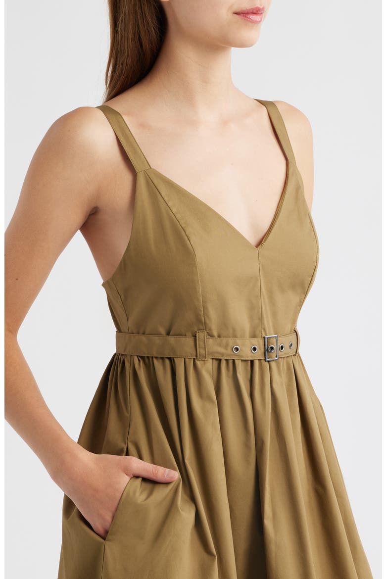 Juno Halter Neck Cotton Dress, Alternate, color, DEEP OLIVE