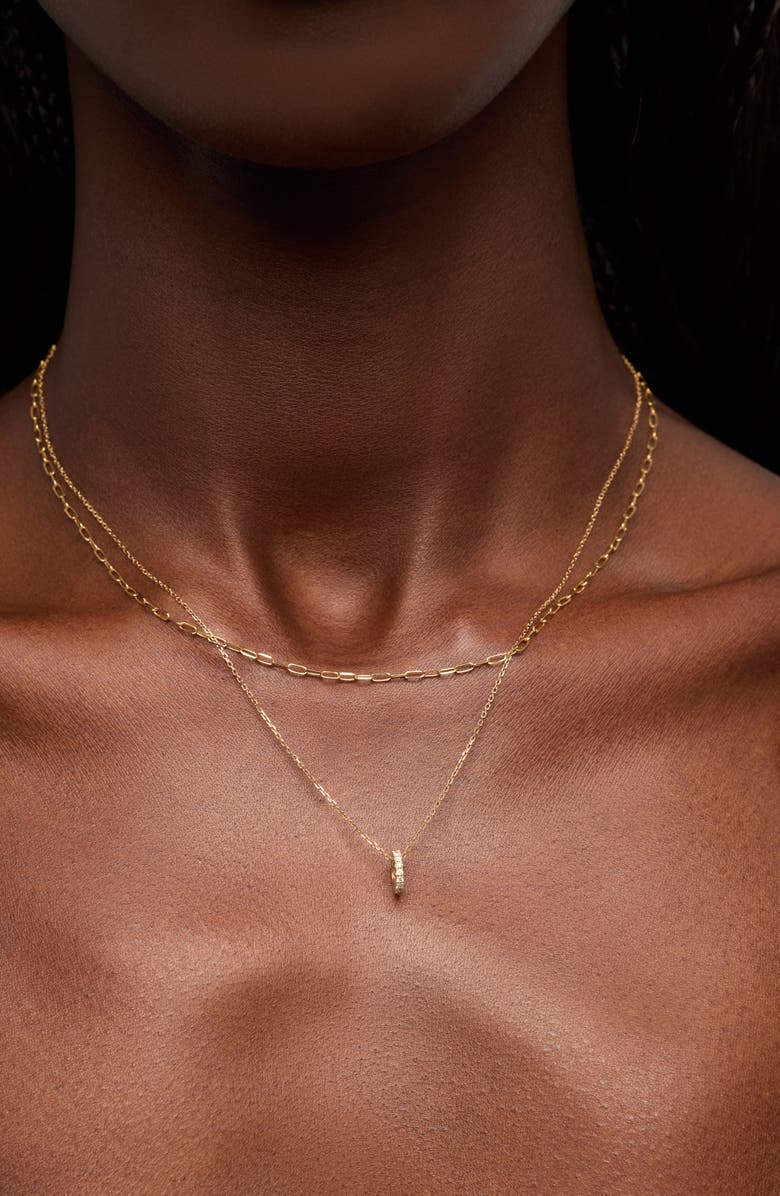 Ana Luisa Solid Yellow Gold - Diamond Zeno Charm Necklace, Alternate, color, Gold