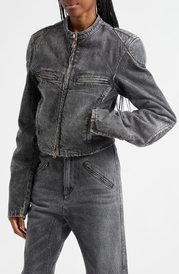 Alexander Wang Crystal Embellished Denim Moto Jacket | Nordstrom