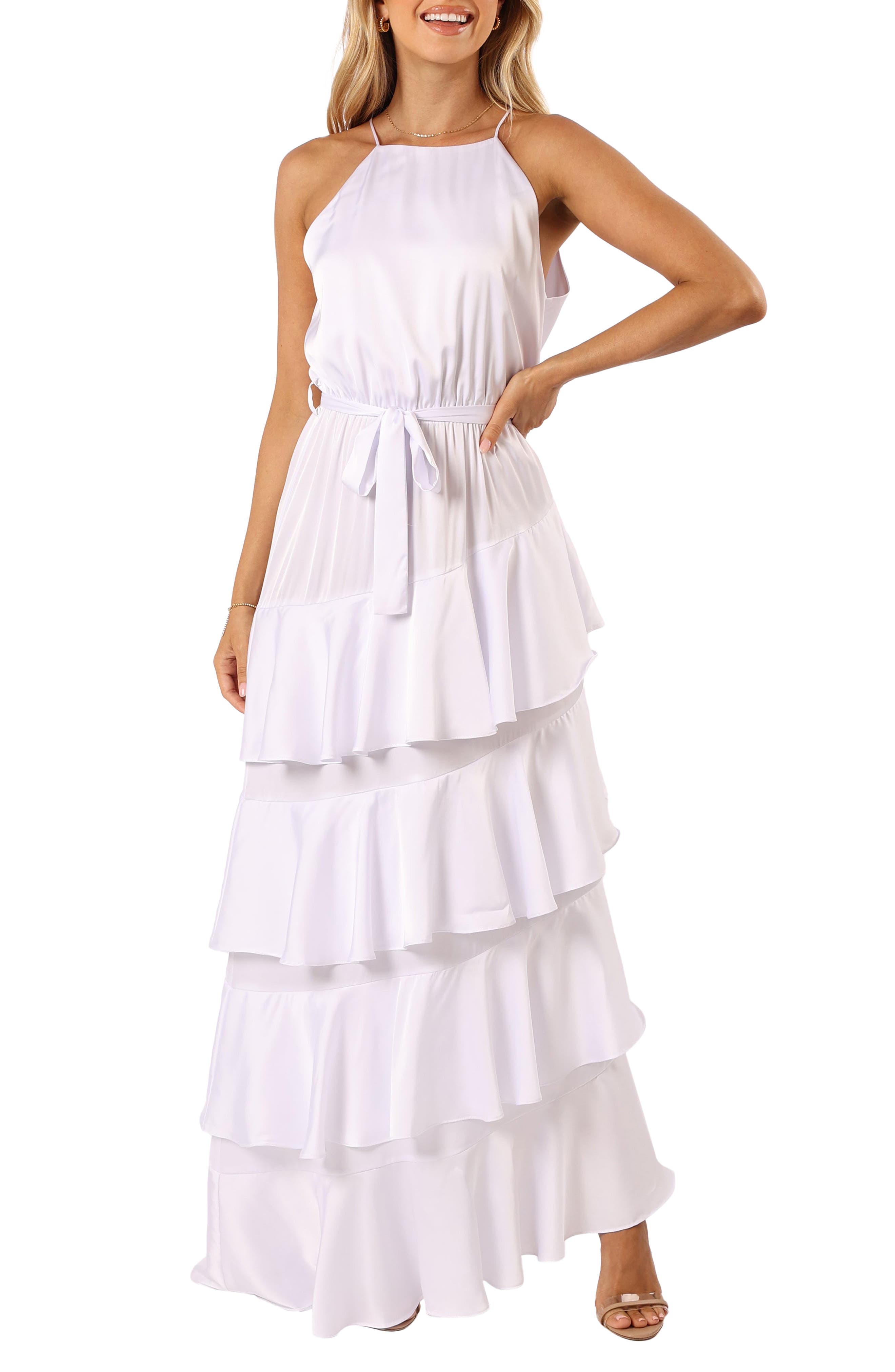 Annalise Ruffle Satin Dress