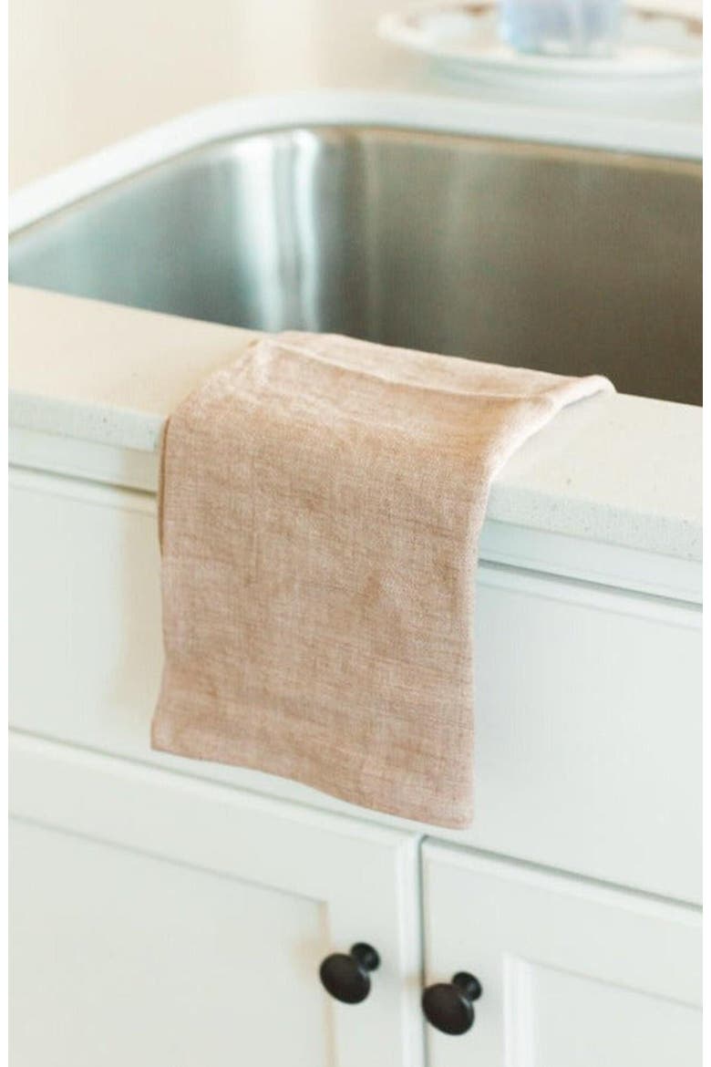 Stone Washed Linen Tea Towel, Alternate, color, Blush