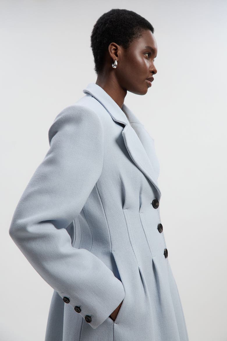 Petite Wool Corset Detail Maxi Coat, Alternate, color, Pale Blue