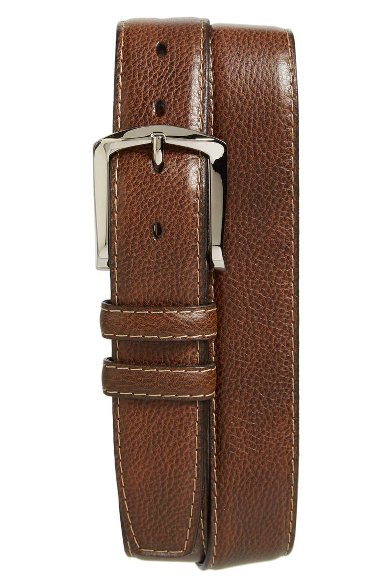Belts Glazed Leather Belt, Main, color, BROWN