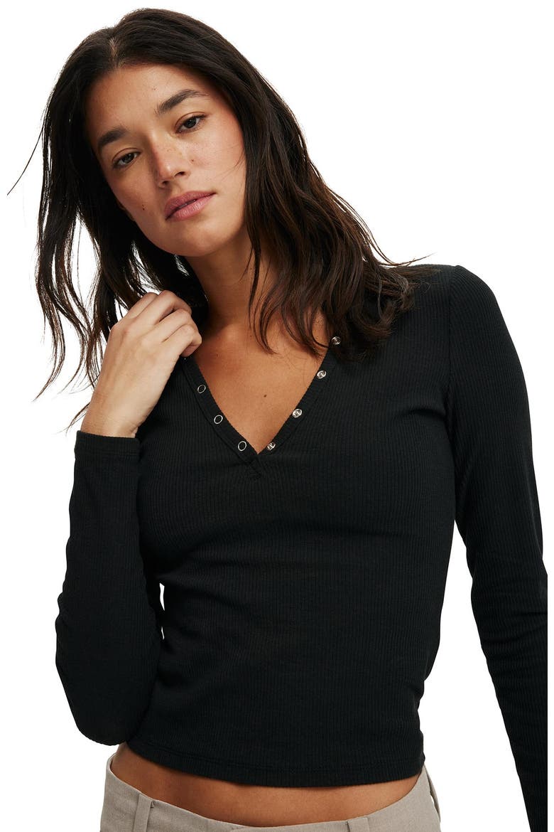 Women's Ryan Henley Long Sleeve, Alternate, color, Black