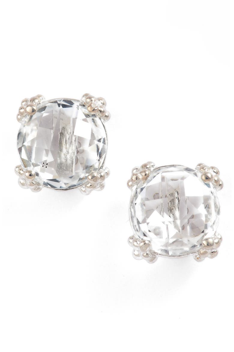 Cluster Topaz Stud Earrings, Main, color, WHITE TOPAZ
