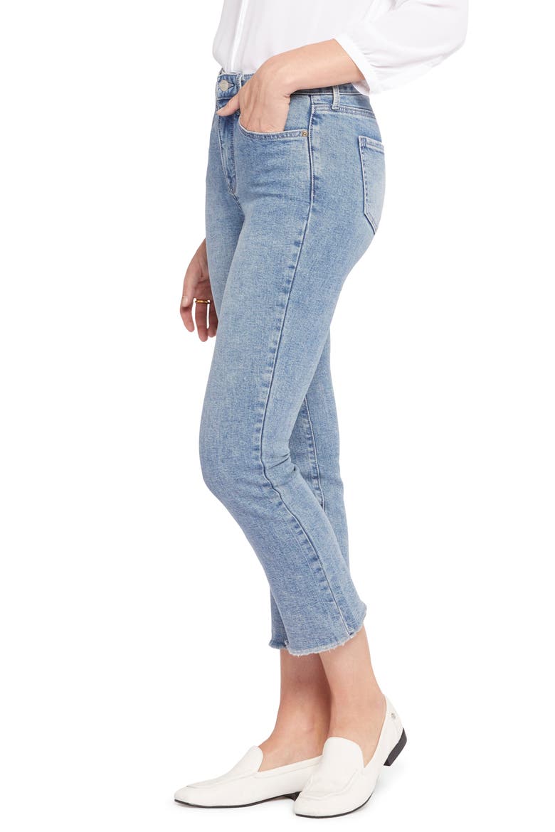 High Waist Fray Ankle Crop Slim Bootcut Jeans, Alternate, color, RIVERFRONT