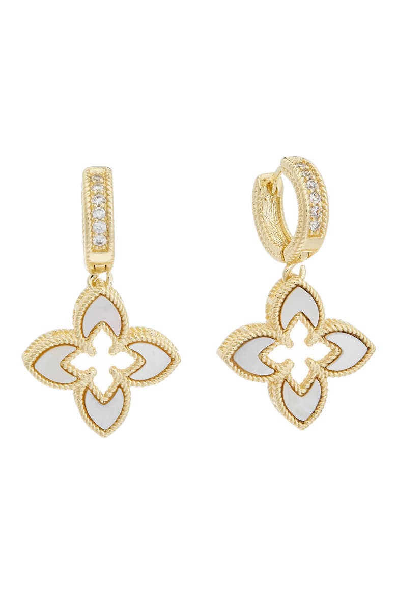 Cubic Zirconia Drop Huggie Hoop Earrings, Main, color, YELLOW