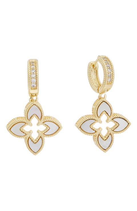 Cubic Zirconia Drop Huggie Hoop Earrings