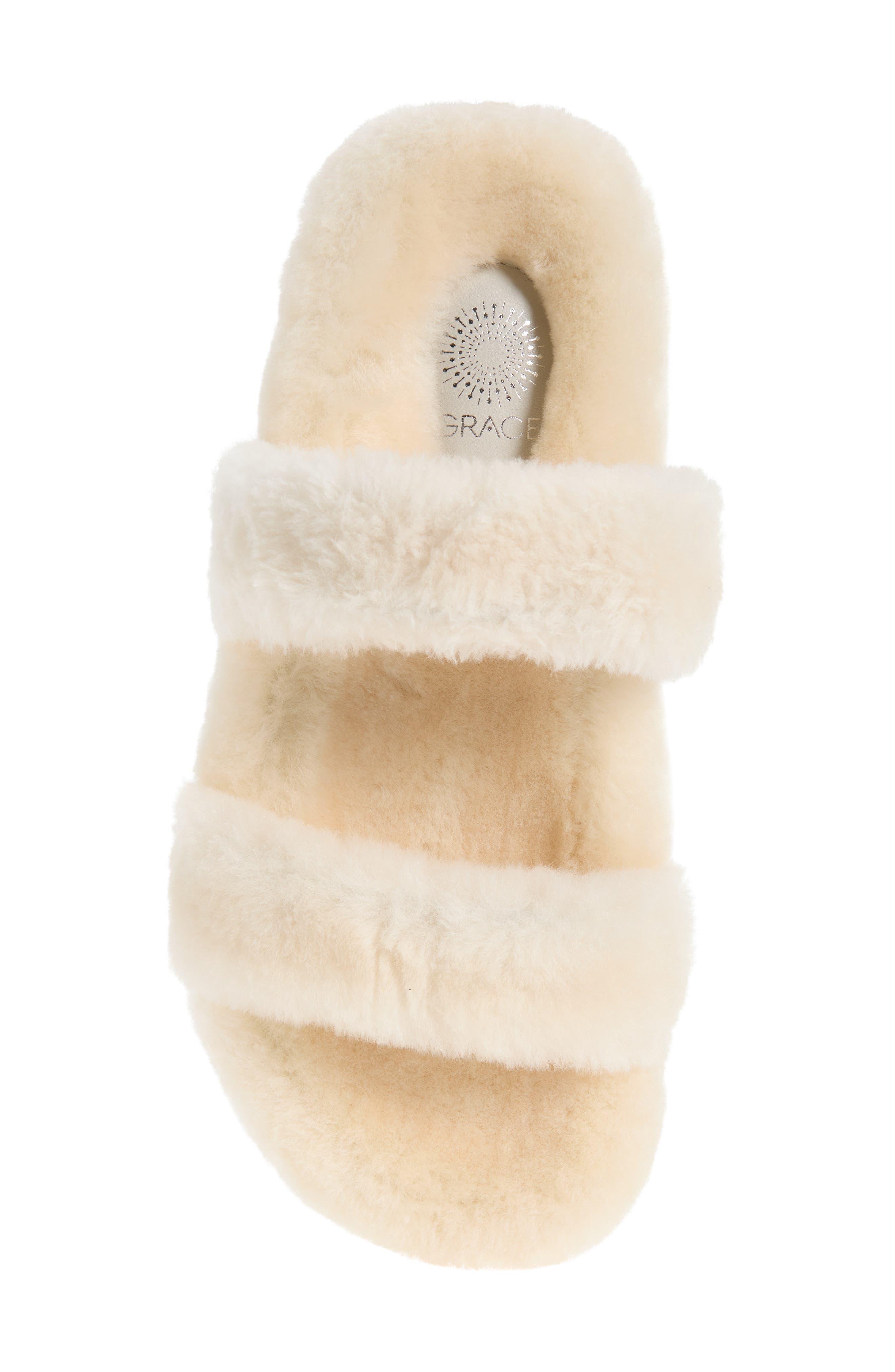 Grace Footwear Catania Faux Fur Slide Sandal, Alternate, color, Natural