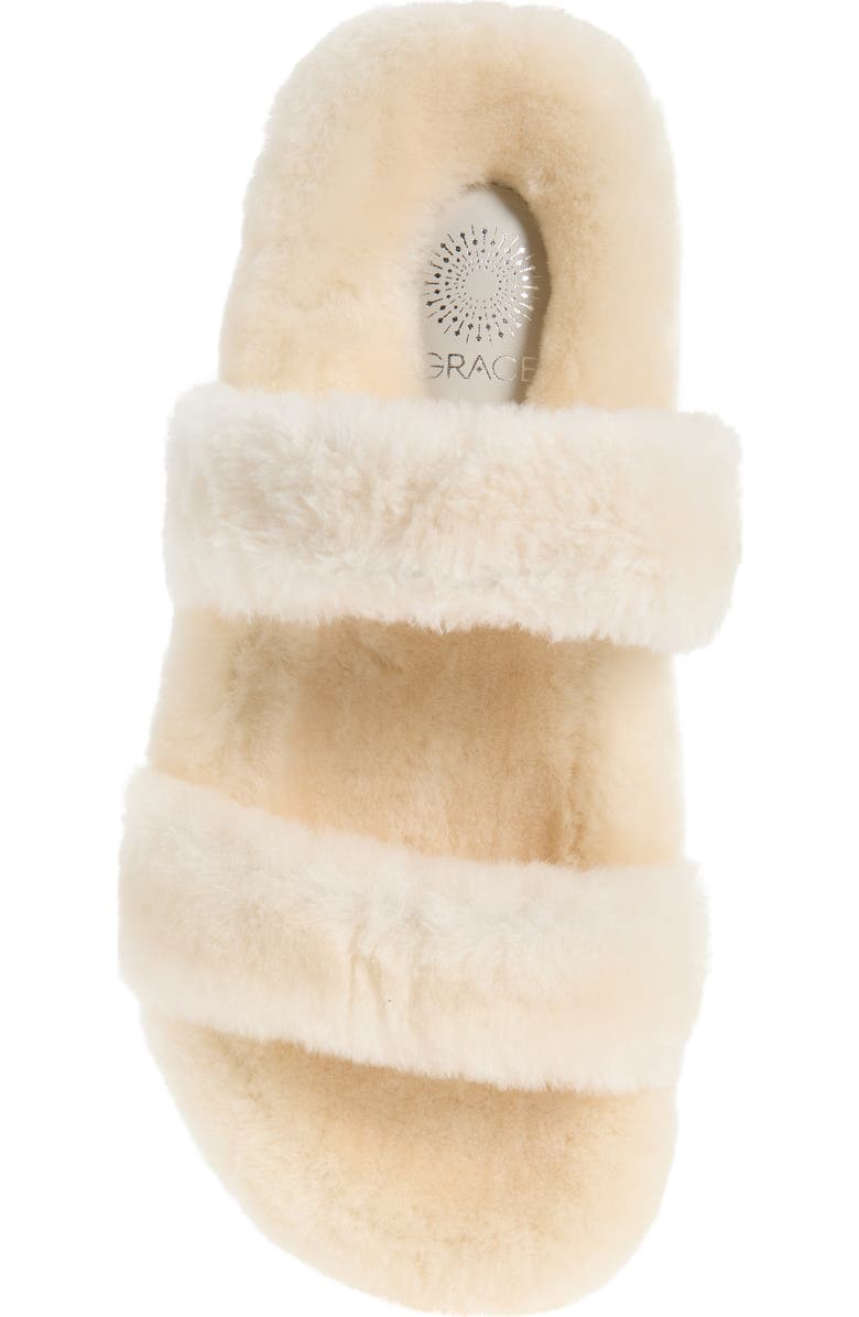 Grace Footwear Catania Faux Fur Slide Sandal, Alternate, color, Natural