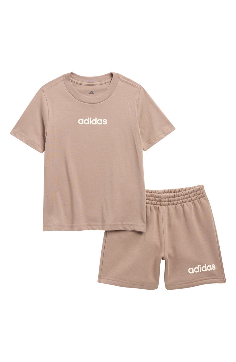 adidas Kids' Logo T-Shirt & Shorts Set, Main, color, Chalky Brown