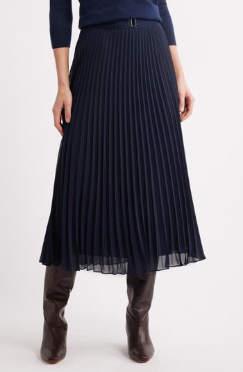 Hugo Boss Boss Vocelina Belted Pleated Midi Skirt