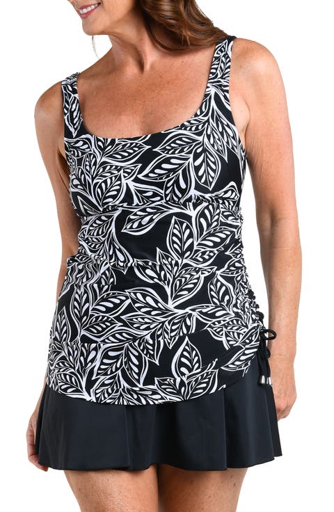 Native Vines Faux Tankini Swimdress