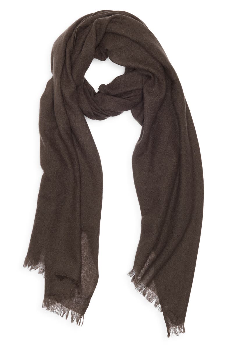 Nordstrom Textured Cashmere Scarf, Alternate, color, Coffee Bean