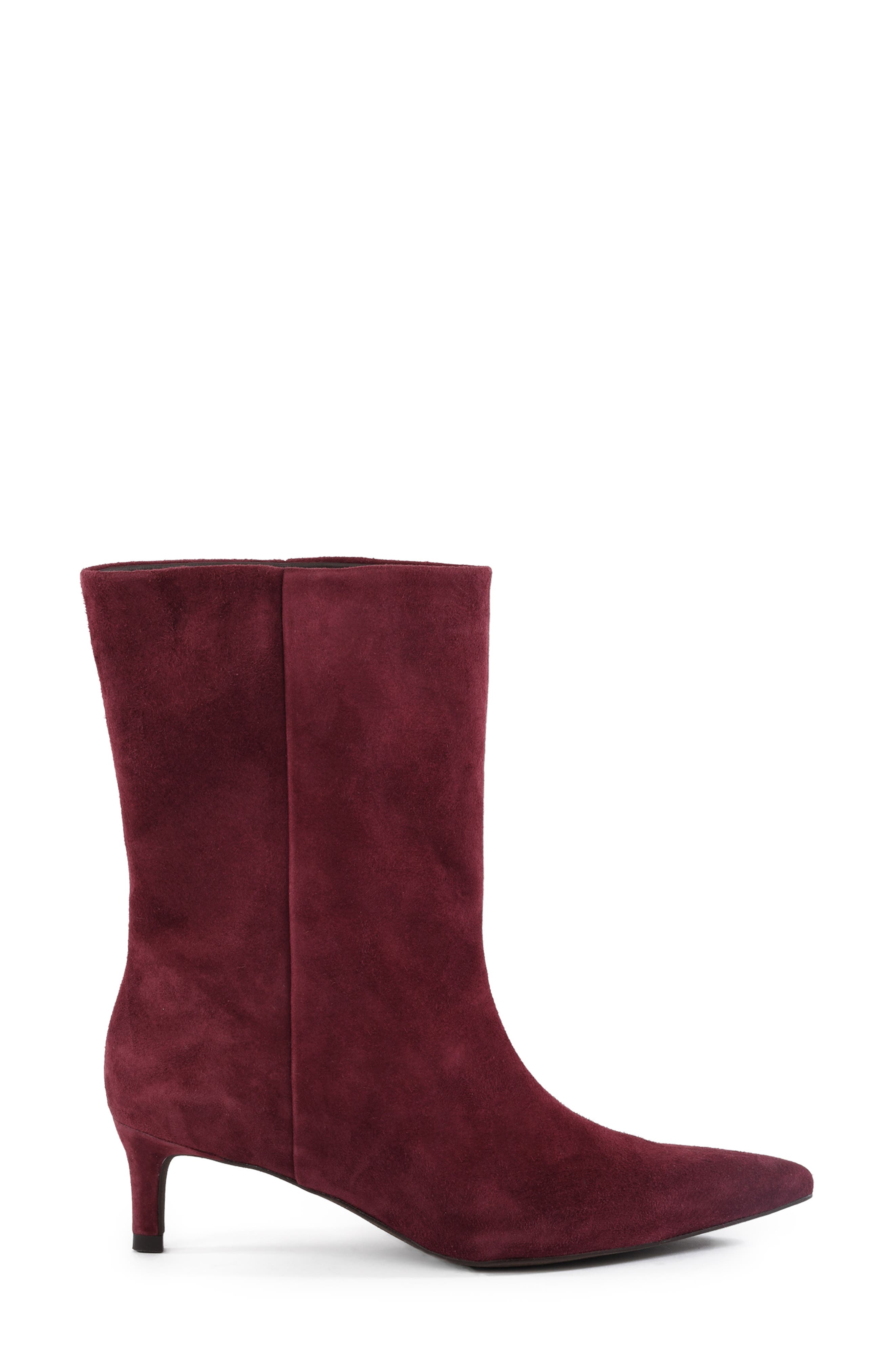 Game Changer Pointed Toe Kitten Heel Boot, Alternate, color, MAHOGANY SUEDE