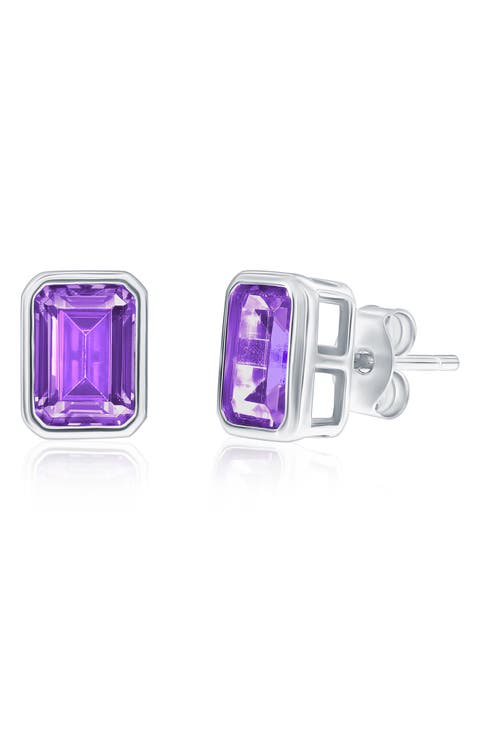 Birthstone Cubic Zirconia Stud Earrings