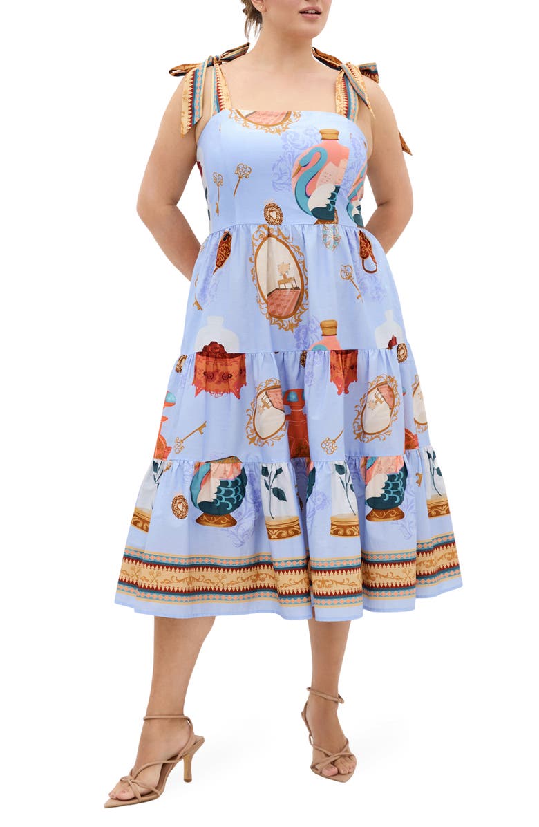 City Chic Casey Fit & Flare Sundress, Main, color, Refined Beauty