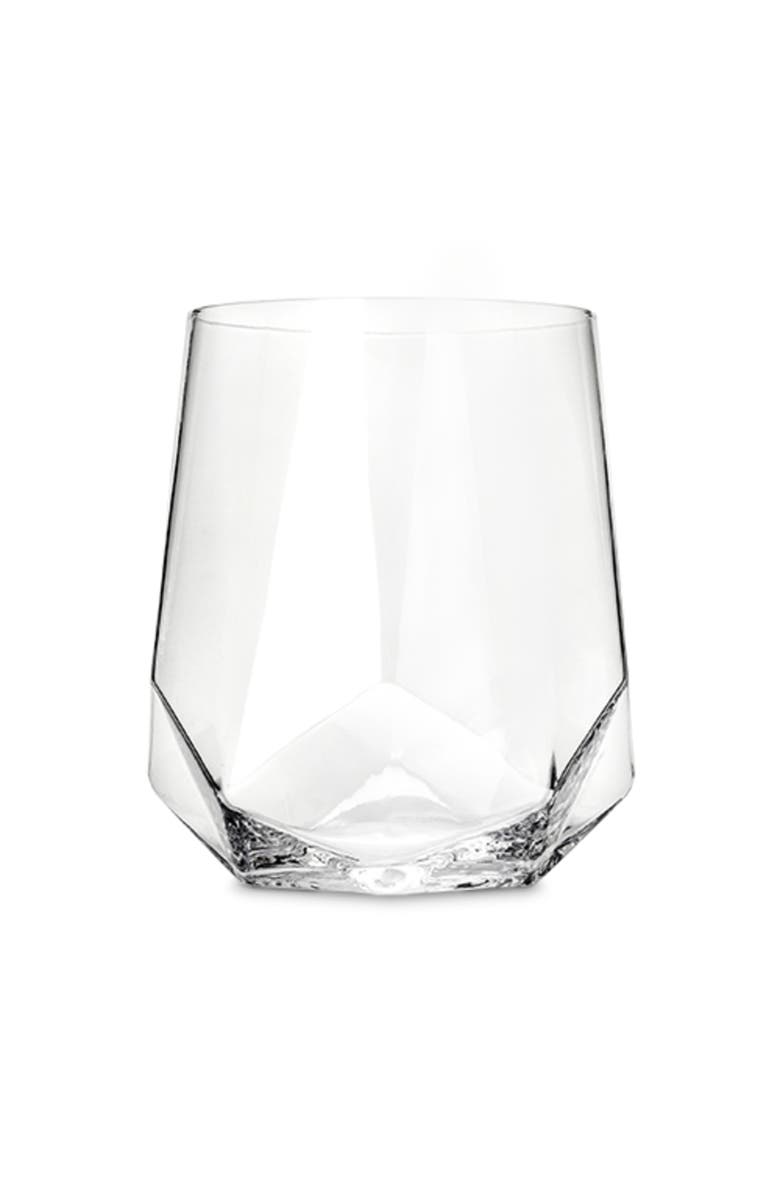 Viski Seneca Crystal Faceted Wine Glasses Set of 2, Alternate, color, Clear
