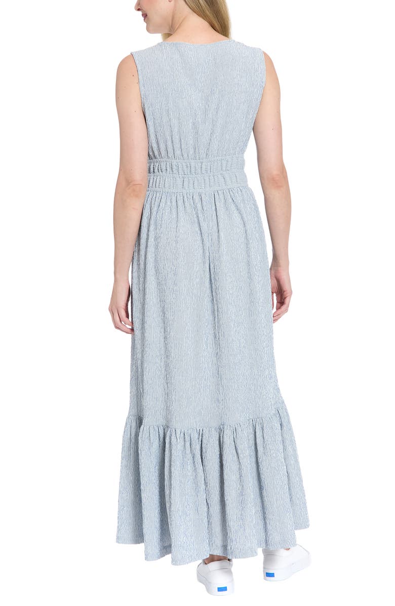 London Times Sleeveless Tiered Maxi Dress, Alternate, color, Blue/ Cream