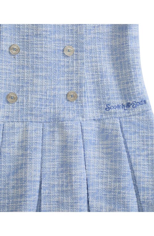 Scotch & Soda Kids' Pleated Bouclé Tweed Dress In Blue