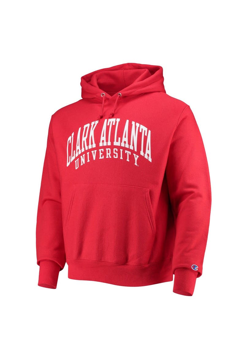 Men's Champion Red Clark Atlanta University Panthers Tall Arch Pullover Hoodie, Alternate, color, Red