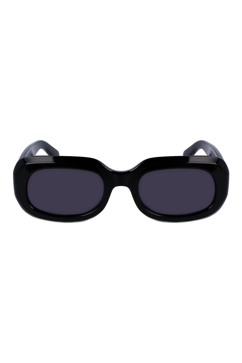 Medallion 52mm Rectangular Sunglasses, Main, color, BLACK